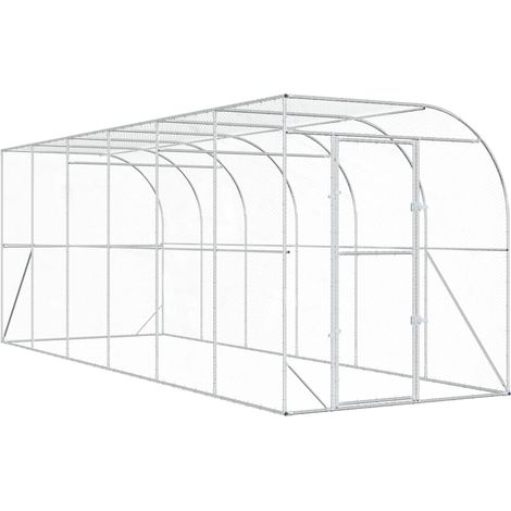 Against Wall Chicken Coop Silver 600 x 200 x 215 cm vidaXL