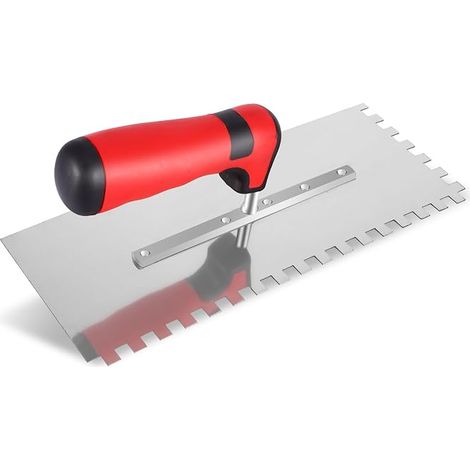 8-mm-Zähne, glatter Edelstahlschaber, professioneller Edelstahlschaber, Fliesenverlegeschaber, ergonomischer Griff (1/2)