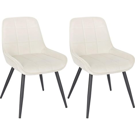 WOLTU 2X Sillas de Comedor Silla Ergonómica con Respaldo Silla de Terciopelo en Estructura Metal Sillas para Dormitorio Salón Comedor y Cocina Crema