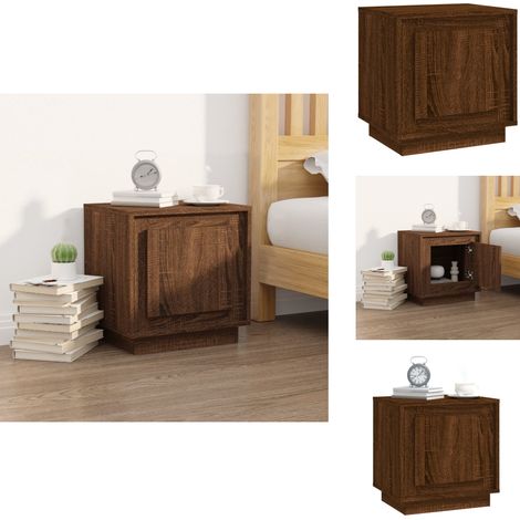 Table de chevet chêne marron 44x35x45 cm bois d'ingénierie - Table De Chevet - Table Nuit - Meubles De Chambre - Mobilier Moderne - Commode (1/5)