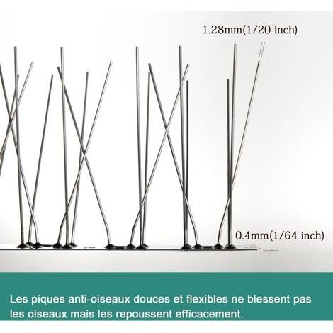 Taubenabwehrspitzen, 1,3 m lange Taubenabwehrspitzen aus Edelstahl, Taubenabwehrspitzen für Balkone, Dachgärten oder als Sichtschutz - 5 Stück (1/3)