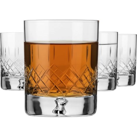 Verres à Whisky, Bourbon et Scotch 250 ml, Lot de 4 – Collection Saga – Verre en Cristal, Taillés – Faits à la Main – Idéal comme Cadeau, Petit, Multicolore Cut 3 (1/5)