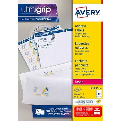 Etiquettes adresses laser 99,1 x 57 mm Avery L7173-100 - Boîte de 1000 (1/4)