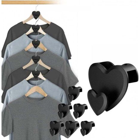 Crochets gain de place en forme de cœur - Extensions de cintres pour garde-robe (12 pièces, en forme de cœur)