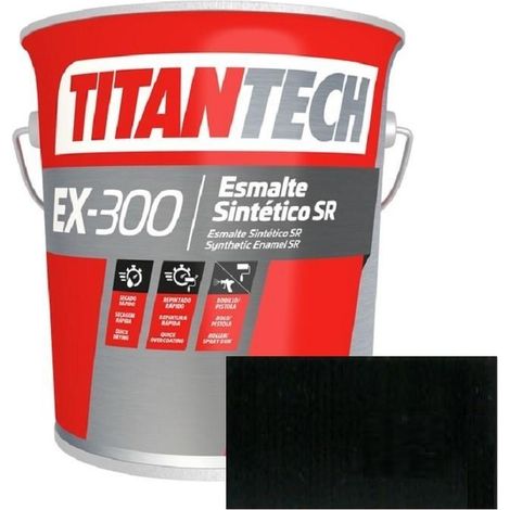 TITAN esmalte s/r ex300 negro 4l titantech , El ESMALTE S/R EX300 NEGRO 4L TITANTE es un esmalte sintético industrial de alta calidad, con secado rápido y un