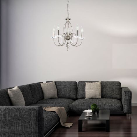 Lustre Aegean forgé nickel poli cristal 5xE14 Elstead (1/2)