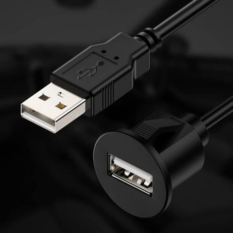 Universal Voiture USB Extension Rallonge Câble Dashboard Encastré Montage - 1M (1/4)