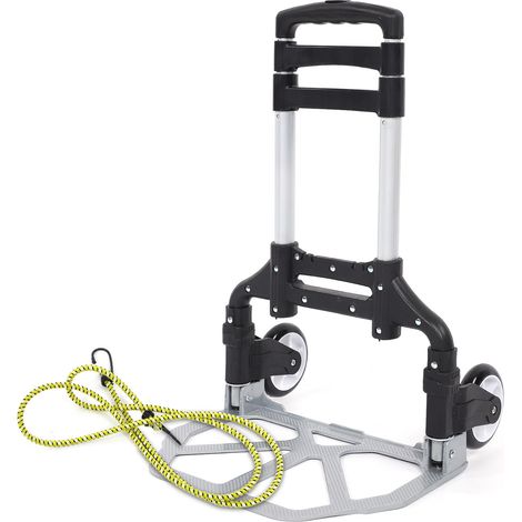 Chariot de transport pliable 80 kg en aluminium robuste, diable compact pliant pour bagages, caddie rétractable avec roues, manutention légère et résistante (1/5)
