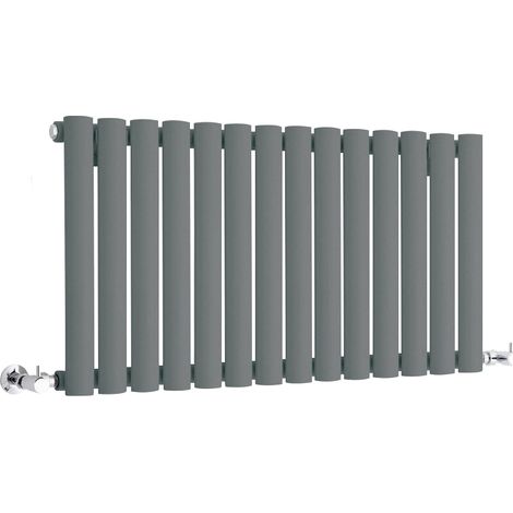 Milano Aruba Anthracite Horizontal Single Oval Panel Radiator - 400mm x 826mm (1/5)
