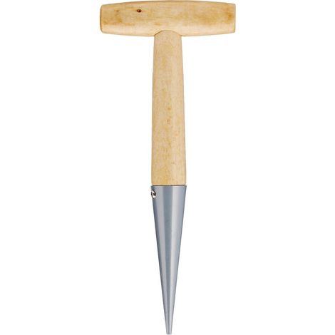Plantoir à bulbes avec pointe en acier 27 cm - Plantoir à main avec manche en bois solide - Outil de jardinage pour adultes, Marron (1/4)