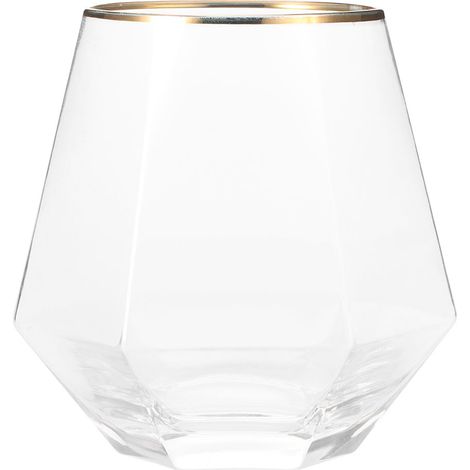 Verre à whisky hexagonal en cristal transparent de 260 ml, accessoire de bar pour le vin et la bière, bord doré (1/5)
