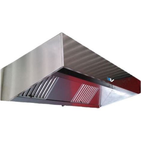 Hotte pro inox Classique avec casquette L 6 mètres