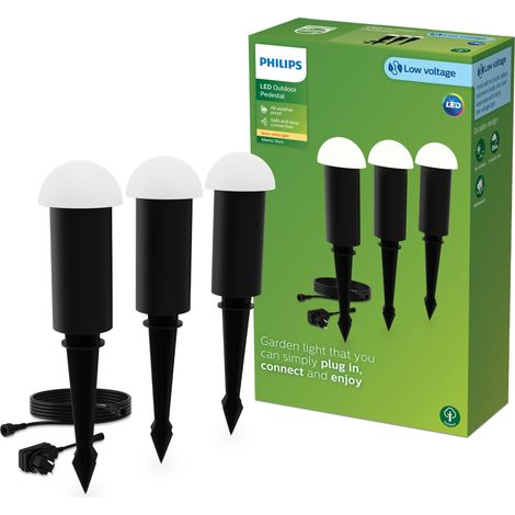 Philips Edwina Baliza con estaca (Negro) Luz blanca cálida - Set de 3 (1/5)