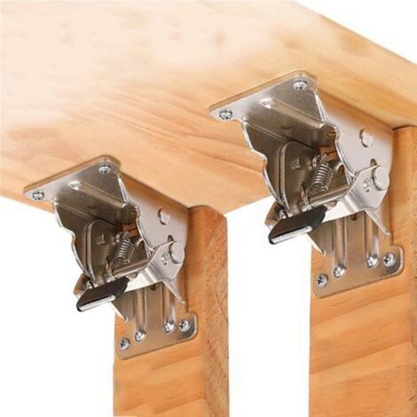 2 supports pliables autobloquants – charnières argent – pour meubles, tables, lits (1/5)