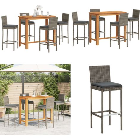 5-tlg. Gartenbar-Set Grau Massivholz Akazie und Poly Rattan - Gartenbar Set - Gartenmöbel - Esszimmergarnitur - Balkonmöbel - Terrasse Möbel - Home & Living (1/5)