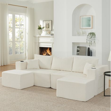 Sofá esquinero modular 3 plazas con otomanas OKMYHOME (1/5)