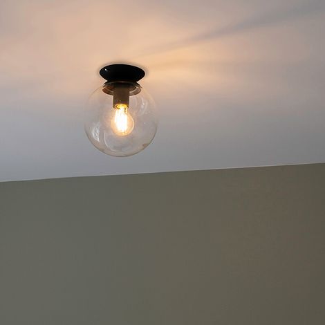Art Deco Ceiling Lamp Black with Clear Glass - Pallon (1/4)