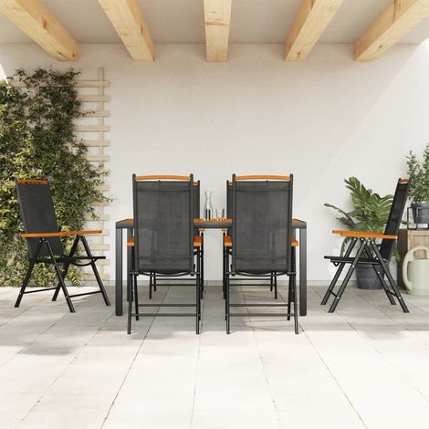 Lot de 7 Ensemble à dîner de jardin, Ensemble de salle à manger,Mobilier de salle à manger noir et marron aluminium CNEI248989 (1/5)