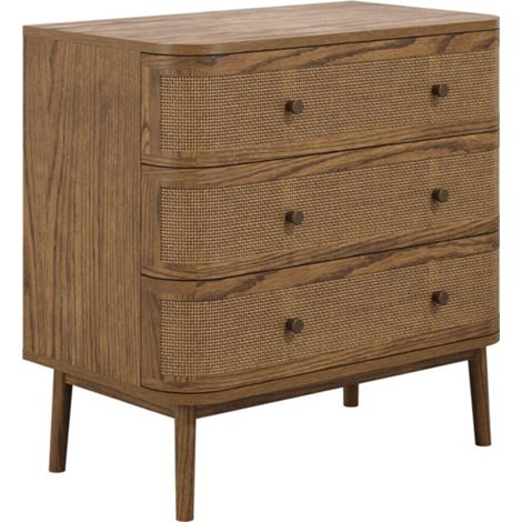 Callie Chest of Drawers - Wood Variant/Weave - L45 x W80 x H80 cm - Smoked/Smoked - Partially Assembled