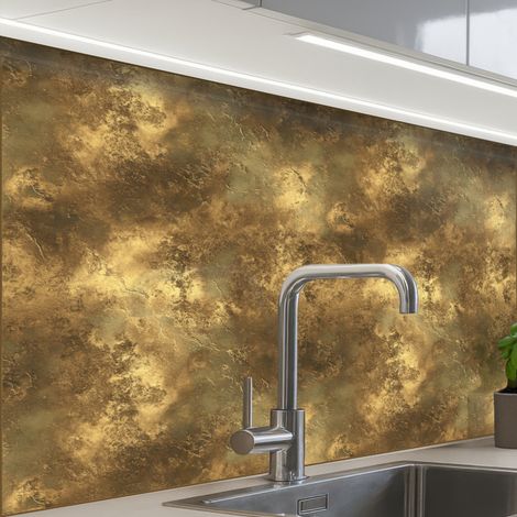 REVETEMENT MURAL DE CUISINE, CRÉDENCE DE CUISINE Antique - aspect métallique - Or 80x60 cm (1/5)