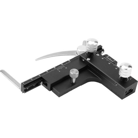 Accessoires pour microscope : pied à coulisse mobile, platine mécanique, platine mobile X-Y avec échelle. (1/5)