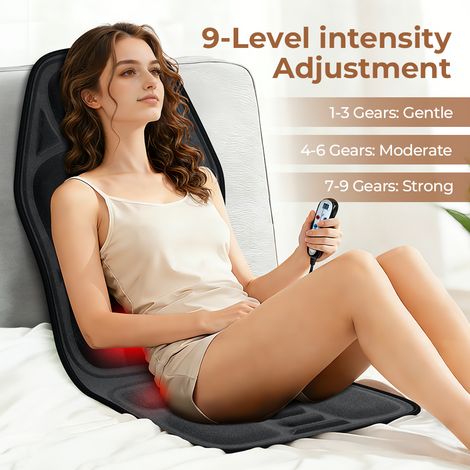 Coussin massage électrique corps 5 zones vibration épaules nuque dos lombaires hanches chauffant tissu peluche 115 × 50 × 2 cm