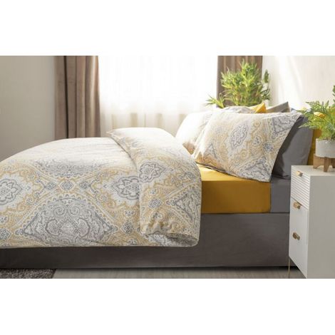 Housse de couette 2 pièces coton respirante blanc gris (1/2)