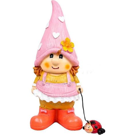 Nain de jardin décoratif, statuette de jardin avec coccinelle (1/4)