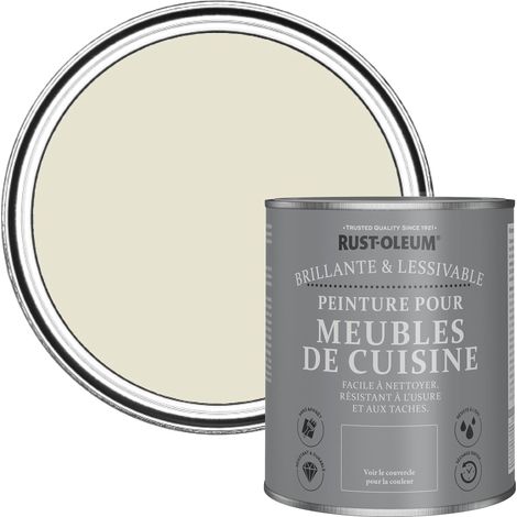 Peinture Blanche pour Meubles de Cuisine, Finition Brillante - Huître 750ml (1/5)