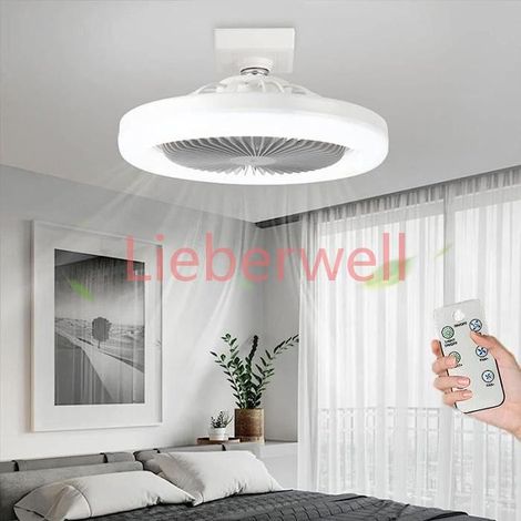 Ventilateur Plafond Avec Lumière Et Télécommande,Lumière Réglable En Continu Ventilateur Plafond Profil Bas Lampe De 1pc (1/4)
