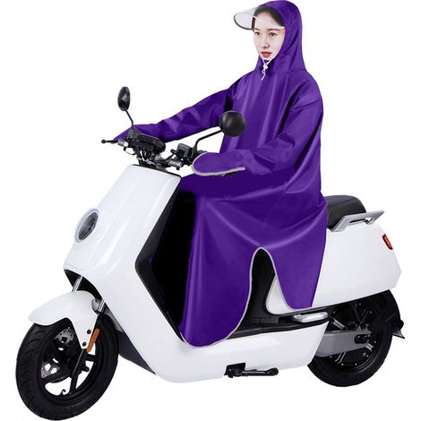 Poncho de pluie imperméable pour vélo électrique, protection élargie en tissu Oxford, manches longues pour adultes, violet taille 5XL (1/5)