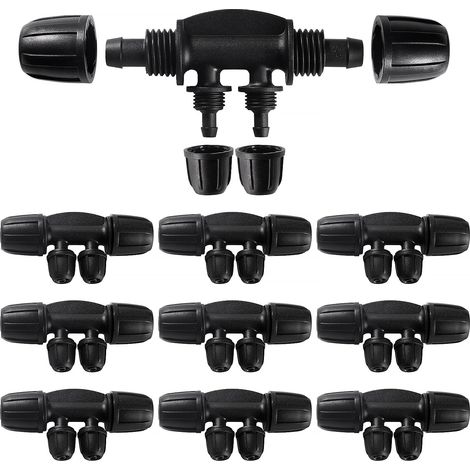 10 Stück 4-Wege-Schlauchverbinder für 8/12 mm bis 4/7 mm Schläuche, T-förmiger Schlauchverbinder mit Widerhaken, 4-Wege-Tropfbewässerungsverbinder für Garten und Rasen (1/5)
