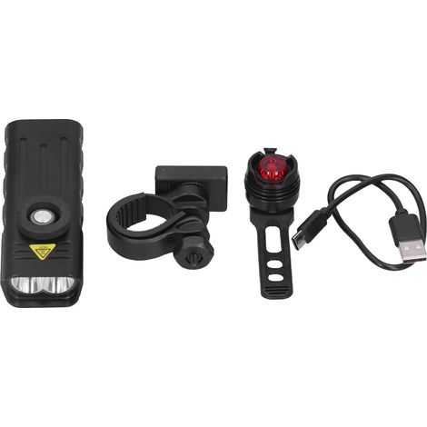 Feu avant et arrière vélo LED rechargeable USB, éclairage cyclisme étanche, puissant. (1/5)