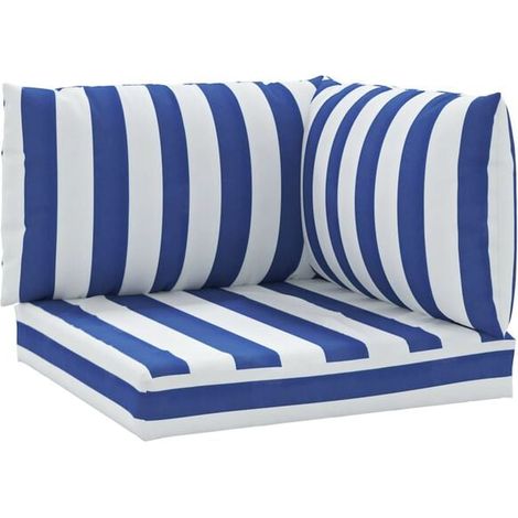 Coussins de plateau, ensemble de 3 pièces, rayures bleues et blanches (1/5)