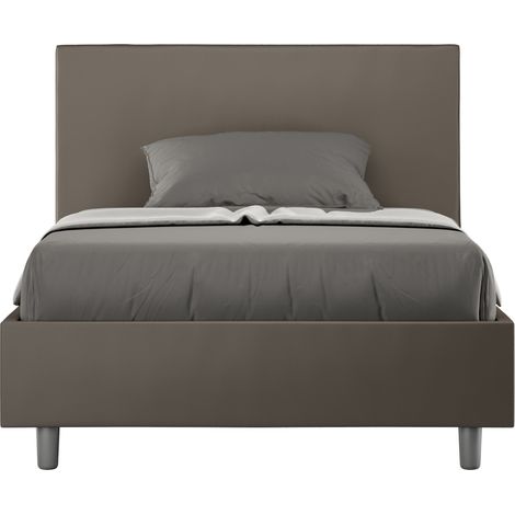 Cama y medio contenedor 120x190 símil piel Adele P Color: Marrón - Versión: Con caja de almacenaje (1/5)
