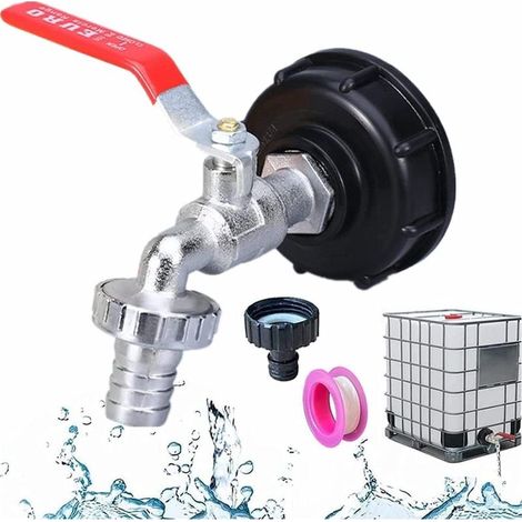 Tap for 1000-liter water tanks, 3/4" aluminum water tank adapter, garden tap for 1000-liter water tank connection, IBC tank tap for the garden (1/5)
