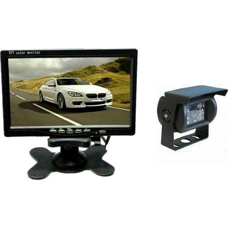 KIT RETROMARCIA AUTO POSTERIORE TELECAMERA NERA 18 LED INFRAROSSI + MONITOR 7" (1/5)
