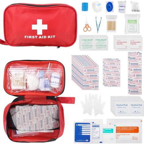 Trousse de Premier Secours,161 PCS Kits de Survie Petite Trousse de Survie Mini Boîte Médical d'urgence, guérir pour la maison, les voyages, la voiture, la randonnée, le camping, les parcs (1/5)