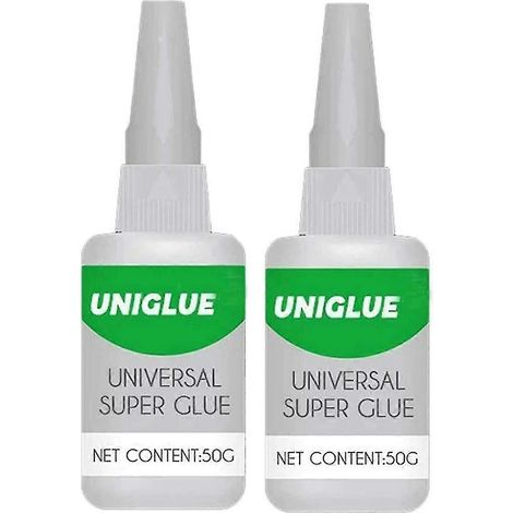 2 tubes de colle universelle Uniglue Super Glue, colle huileuse haute résistance pour le soudage, colle instantanée puissante, réparation et durcissement rapides pour métaux, plastiques, jade, etc. (1/5)