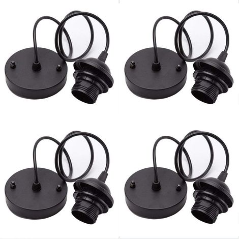 4 pièces Kit de Lustre VintagePorte Lampe Edison Vintage Avec Câble de 100mm Pour Suspension Ampoule,E27 (Noir) (1/5)