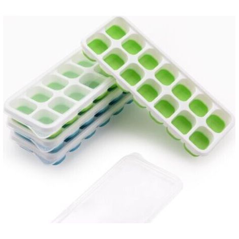 Pair Bac à Glaçons, Lot de 4 Moule à Glaçons avec Couvercle, 14 Bac à Glaçons en silicone, Certifié LFGB et Sans BPA pour Purée de Bébé, Whisky Fruité, Vert et Bleu (1/5)
