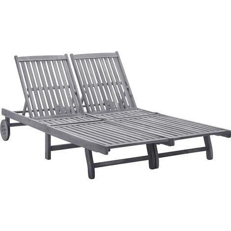 Chaise longue 2 places bois d'acacia massif (1/5)