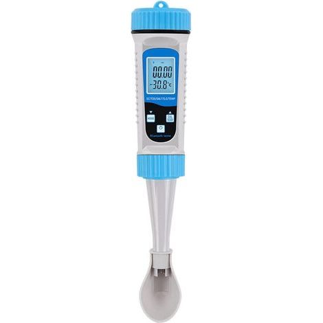 Appareil de mesure de la qualité de l'eau 5 en 1 Bluetooth : TDS, pH, salinité, température, conductivité électrique (EC) pour l'hydroponie, les aquariums et les piscines. (1/5)