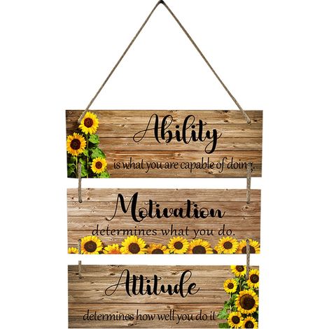 Plaque Murale - Plaque Porte En Bois Forme Tournesol - Décoration Intérieure Extérieure Pour Porte Porche Mur - Lot De 3 Pièces (1/3)