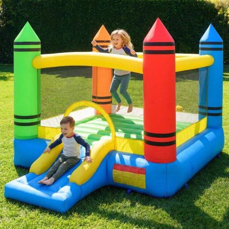 Château gonflable 2 en 1 avec toboggan, grande zone de saut, tissu Oxford, usage intérieur et extérieur (1/5)