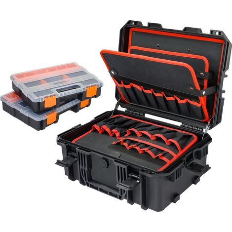 HMF 15603-02 Outdoor Werkzeugkoffer leer, Werkzeugkasten groß, 46,5 x 36 x 20,5 cm (1/5)