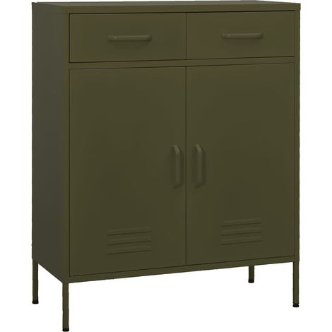 vidaXL Storage Cabinet Olive Green 80x35x101,5 cm Steel