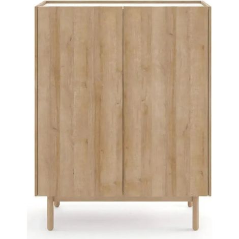 GABIN - Commode 2 portes en bois 100cm - Beige