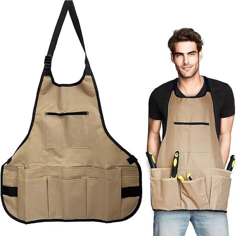 Gartenschürze aus Oxford-Gewebe, multifunktionale Gartenschürze, dicke, wasserdichte Werkzeugschürze mit Taschen (1/5)