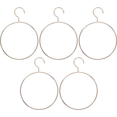 Lot de 5 cintres ronds en fer, cintres ronds créatifs pour foulards, cintre rond en métal (or rose)-25.50X17.80X0.40CM-Golden (1/4)